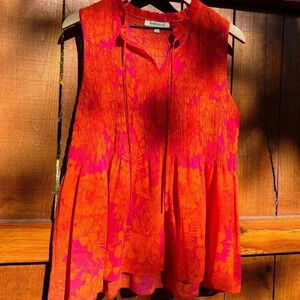 Floral Print Flowy Peplum Sleeveless Top